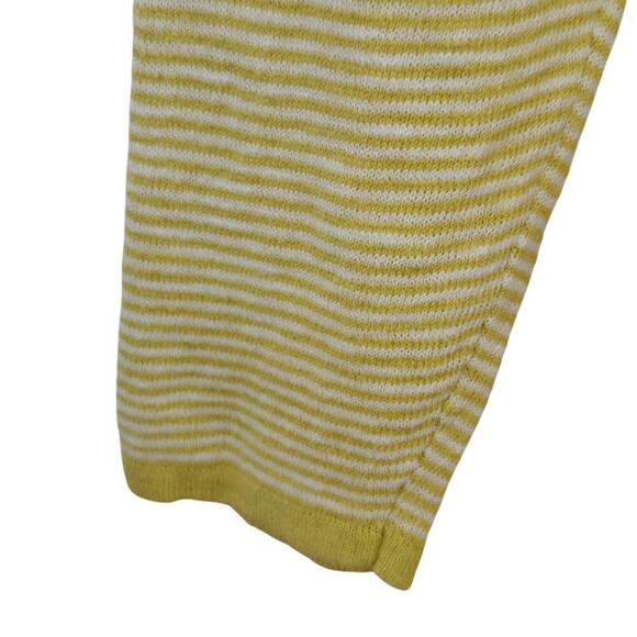 Eileen Fisher Organic Linen Cotton Bateau Sweater Petite Large Yellow Striped - Picture 5 of 8